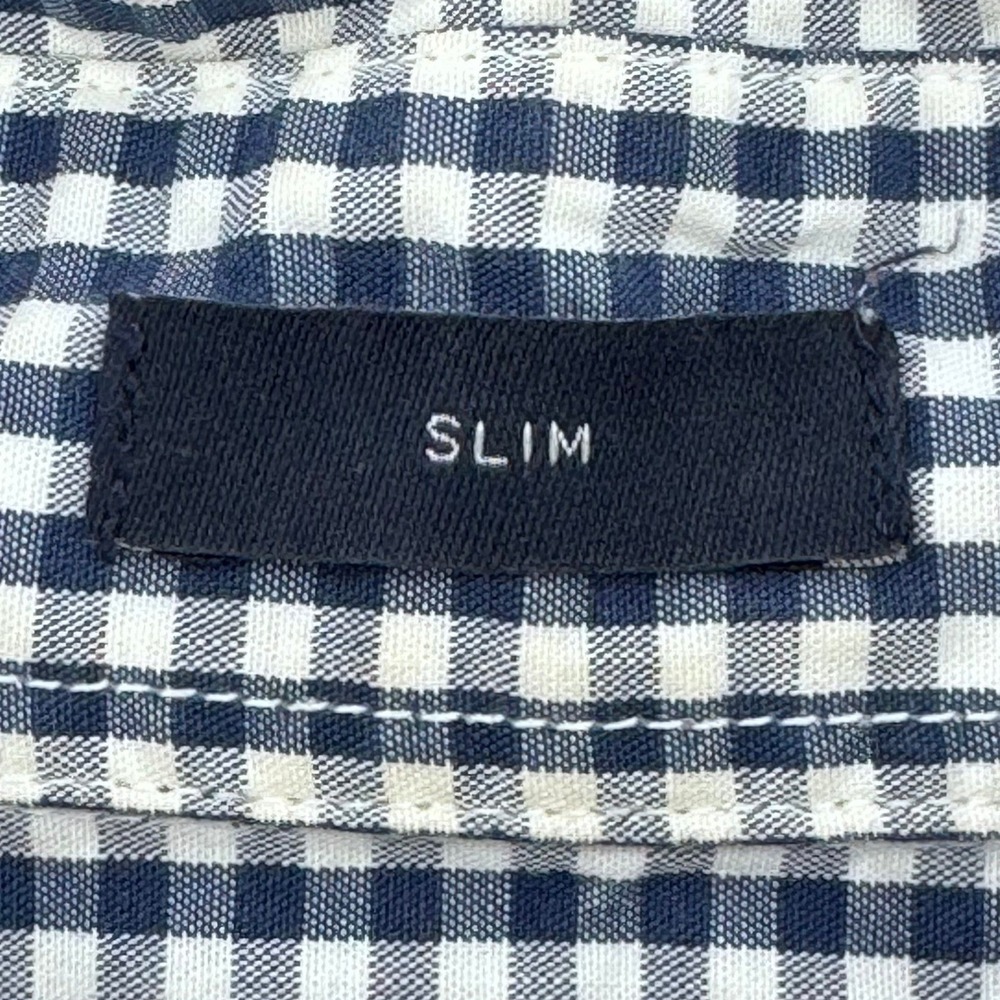 J.Crew Mens Slim Fit Navy Gingham Check Button Down Shirt Long Sleeve Cotton M - Picture 4 of 7